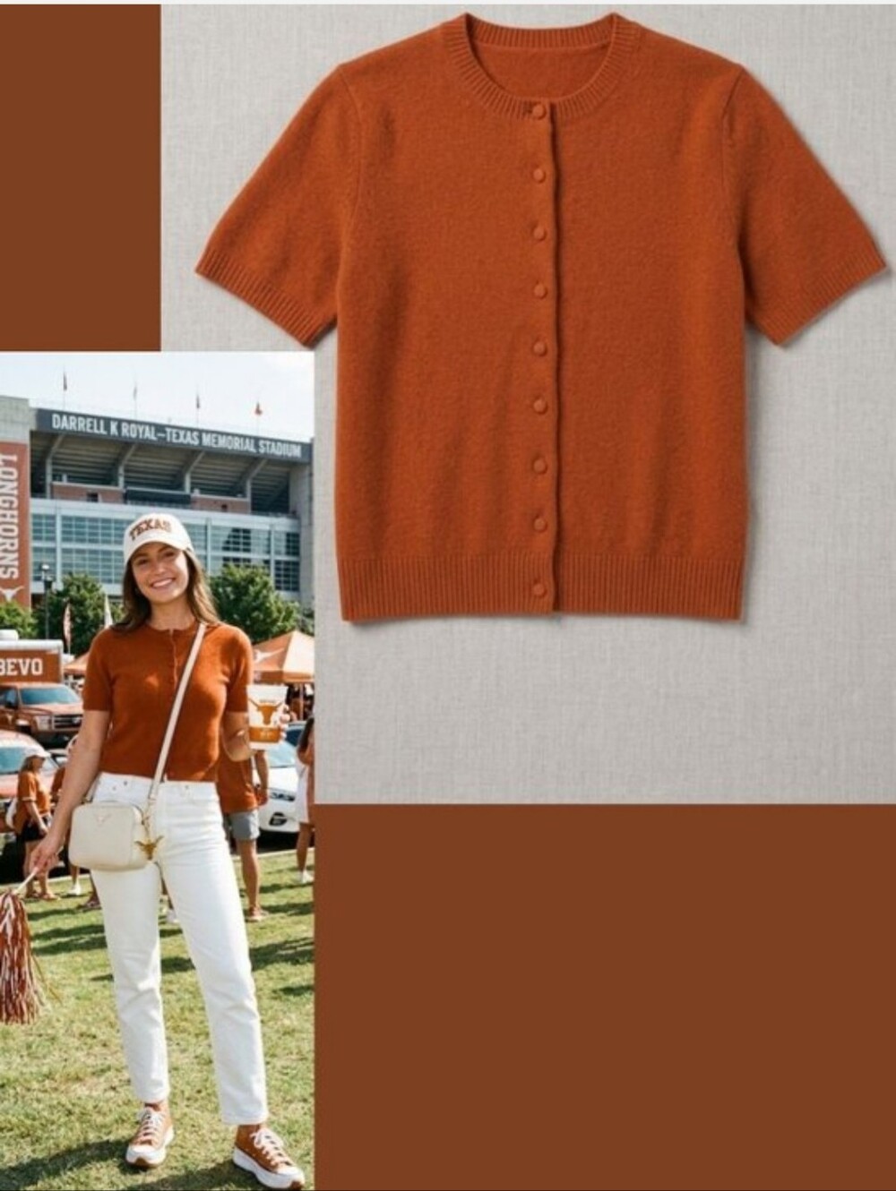Nwt XL,L $185 Joie Cashmere  Short-Sleeve Button Cardigan in Rust